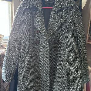 Guess Black and White Pea Coat